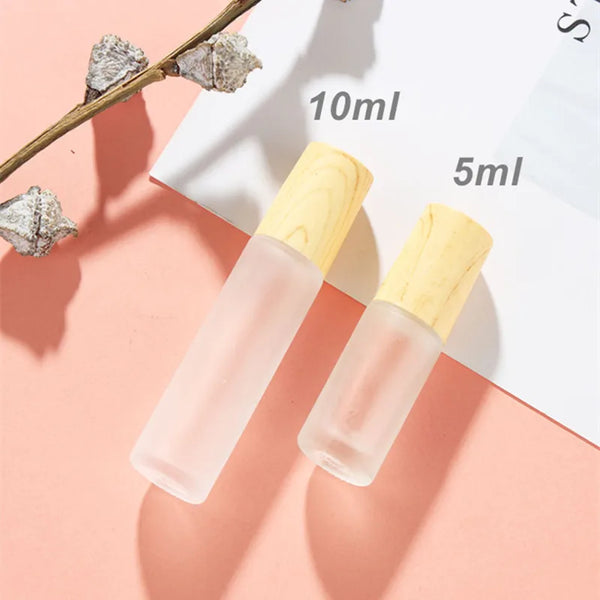 10pcs/lot 5ml10ml Roll On Bottle Thick Frosted Glass Perfume Bottle Doterra Refillable Empty Roller Essential Oils Vials